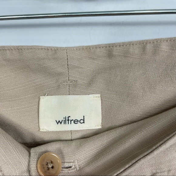 Aritzia Wilfred Marne Cairo Beige High Waisted Tie Front Paperbag Linen Shorts 8 - Picture 9 of 16